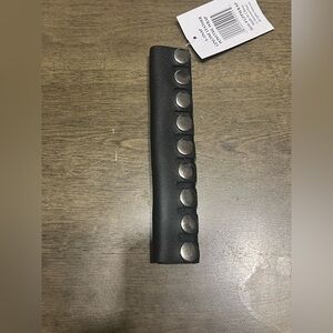 Black genuine leather pony tail wrap